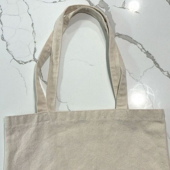#CrazyThankful Cream Canvas Tote Bag Crazy Thankful Black Logo Medium Shoulder - Picture 4 of 9